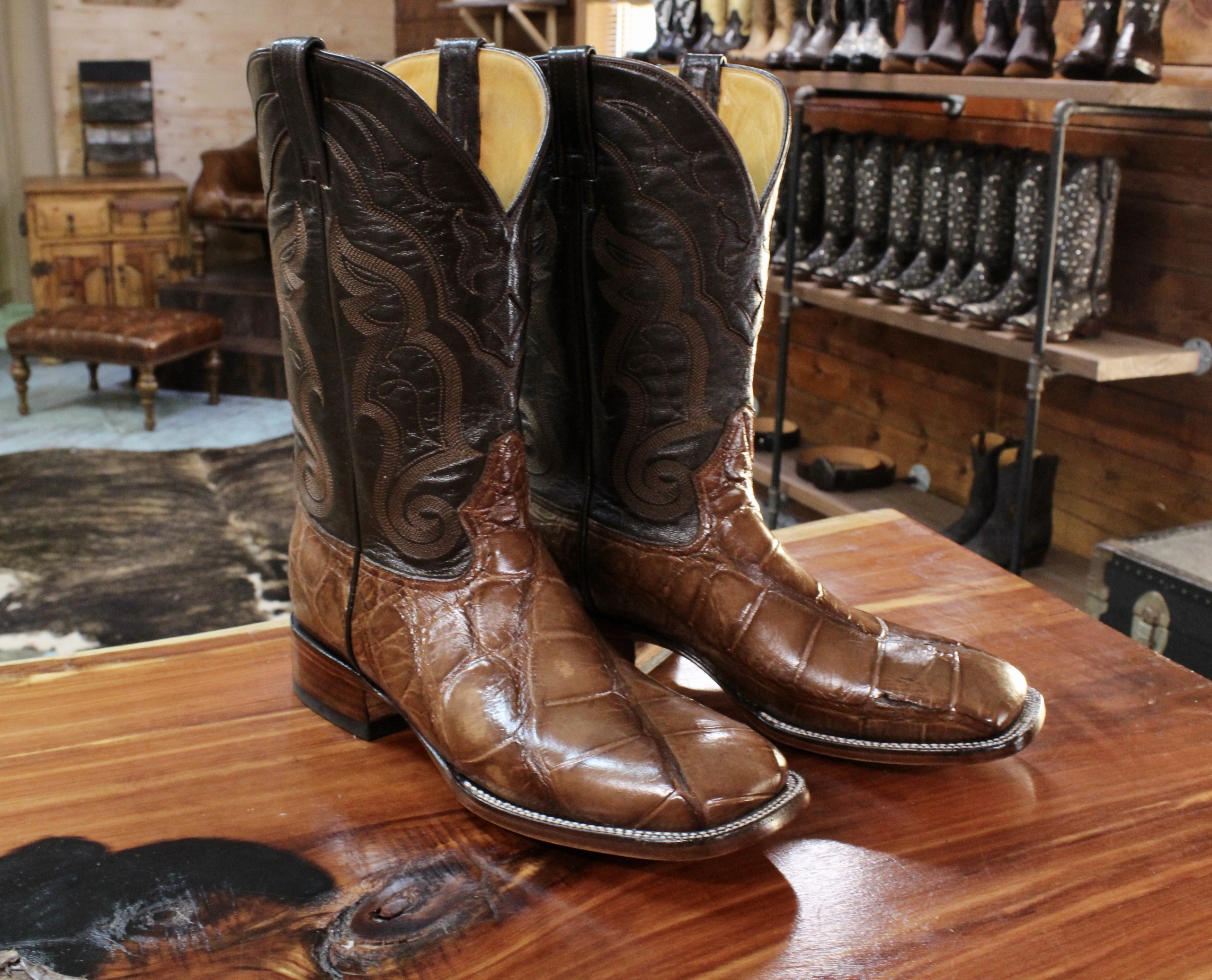 gator skin boots square toe